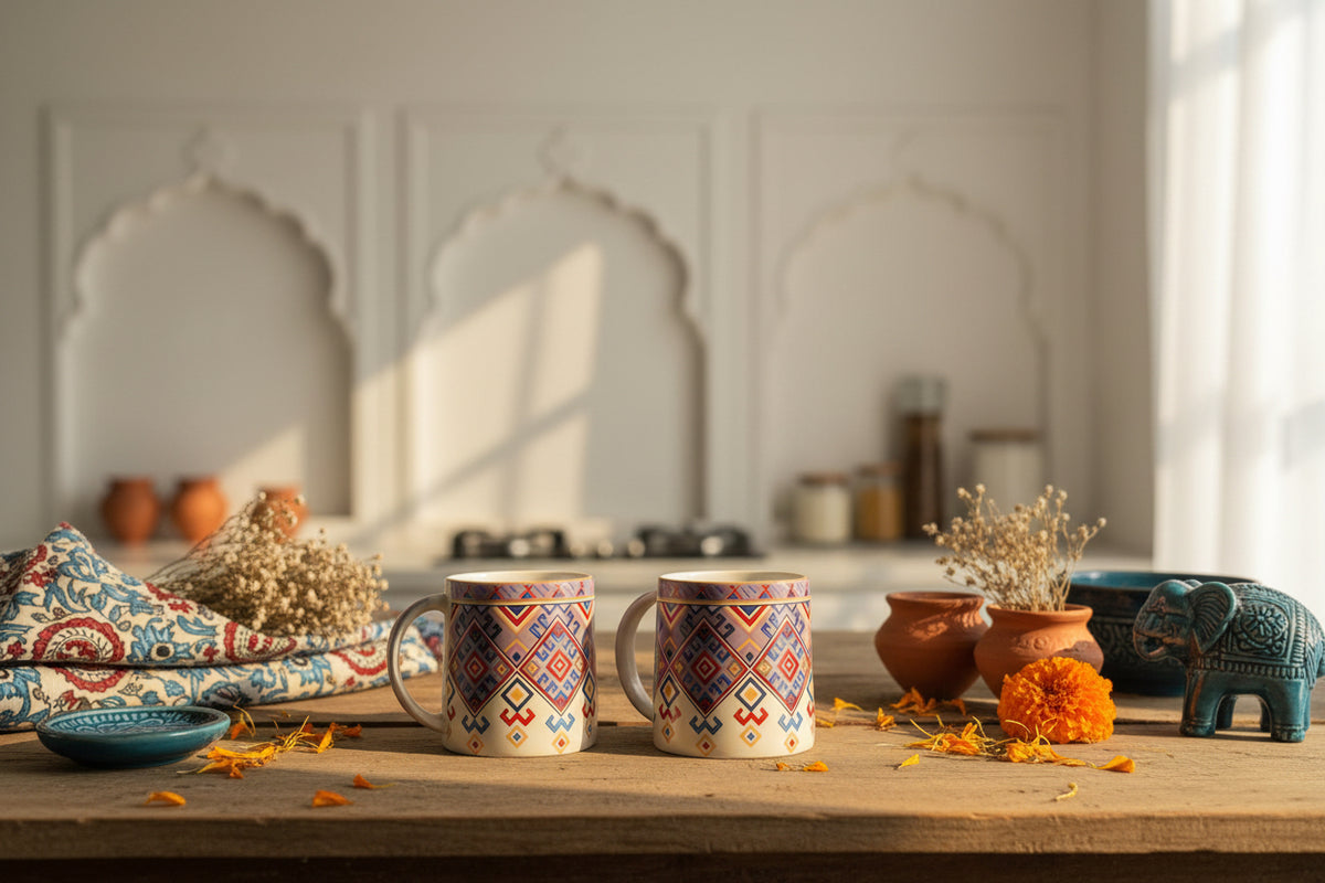 Heritage Carpet & Floral Mugs – 300 mL (Set of 1)
