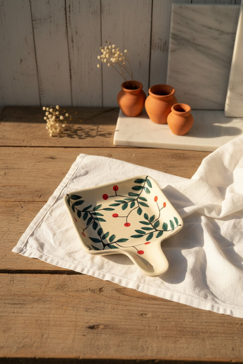 🌿 Hand-Painted Floral Pan Platter Collection