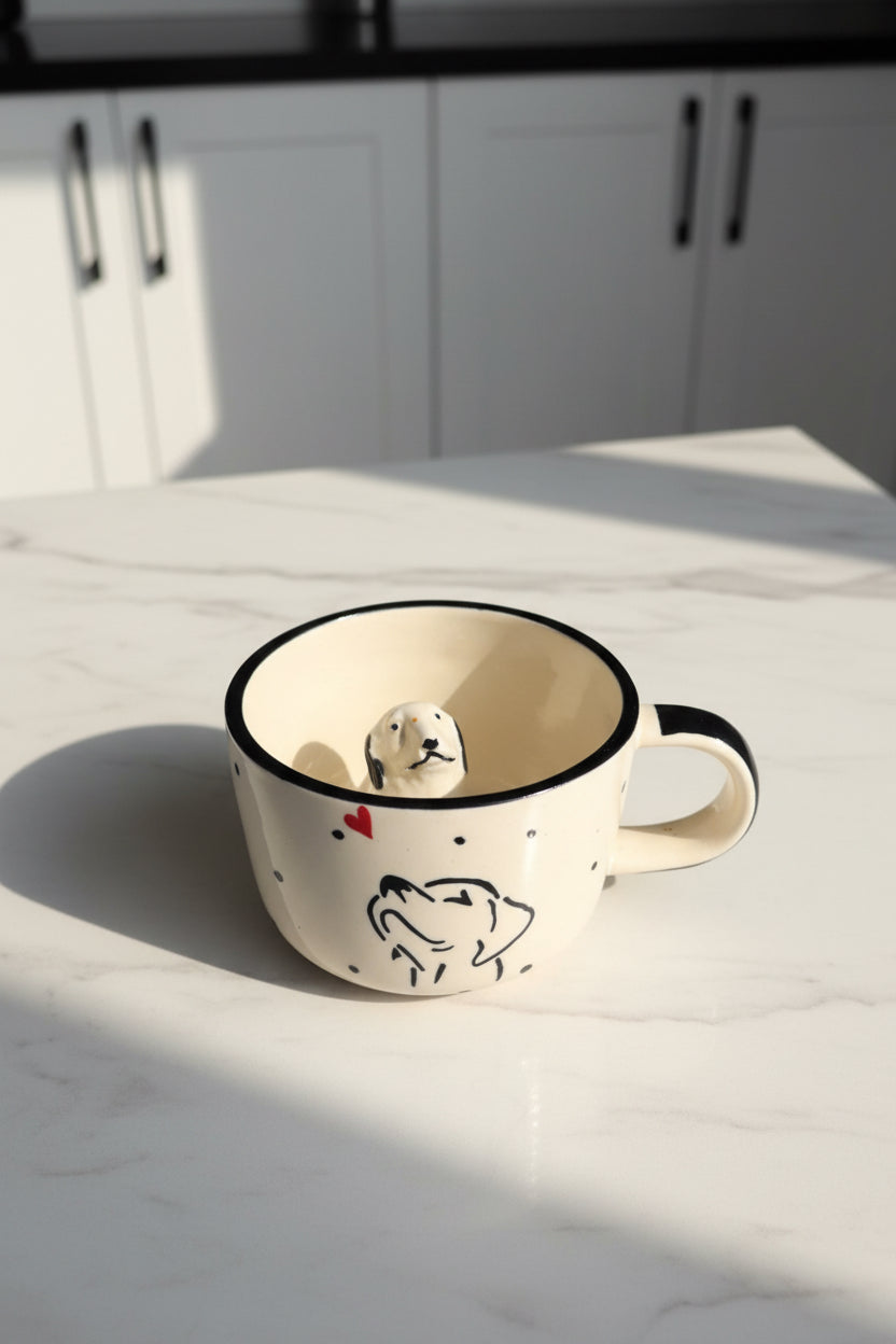 Paw Love Embossed Ceramic Mug ( Set of 1)