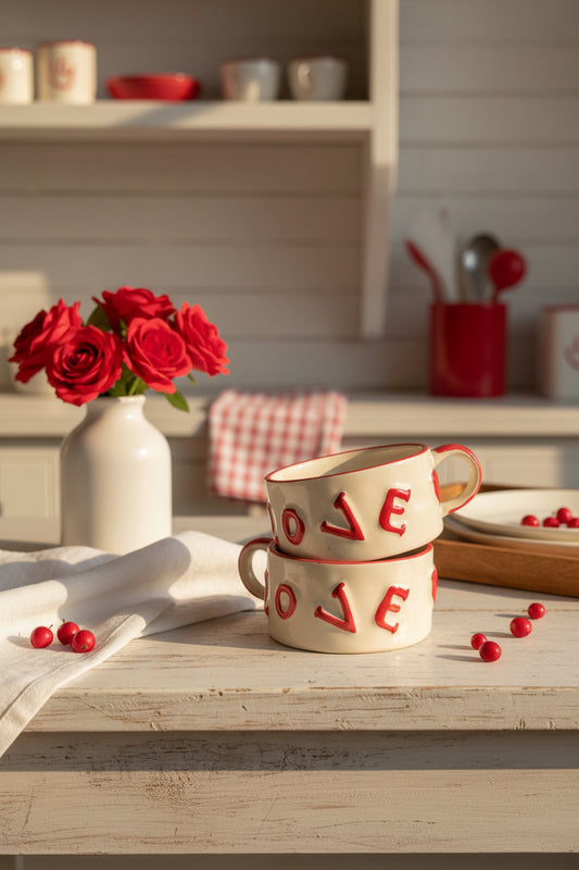 Love You Mug – Hand-Detailed Ceramic Mug
( Set of 1 )