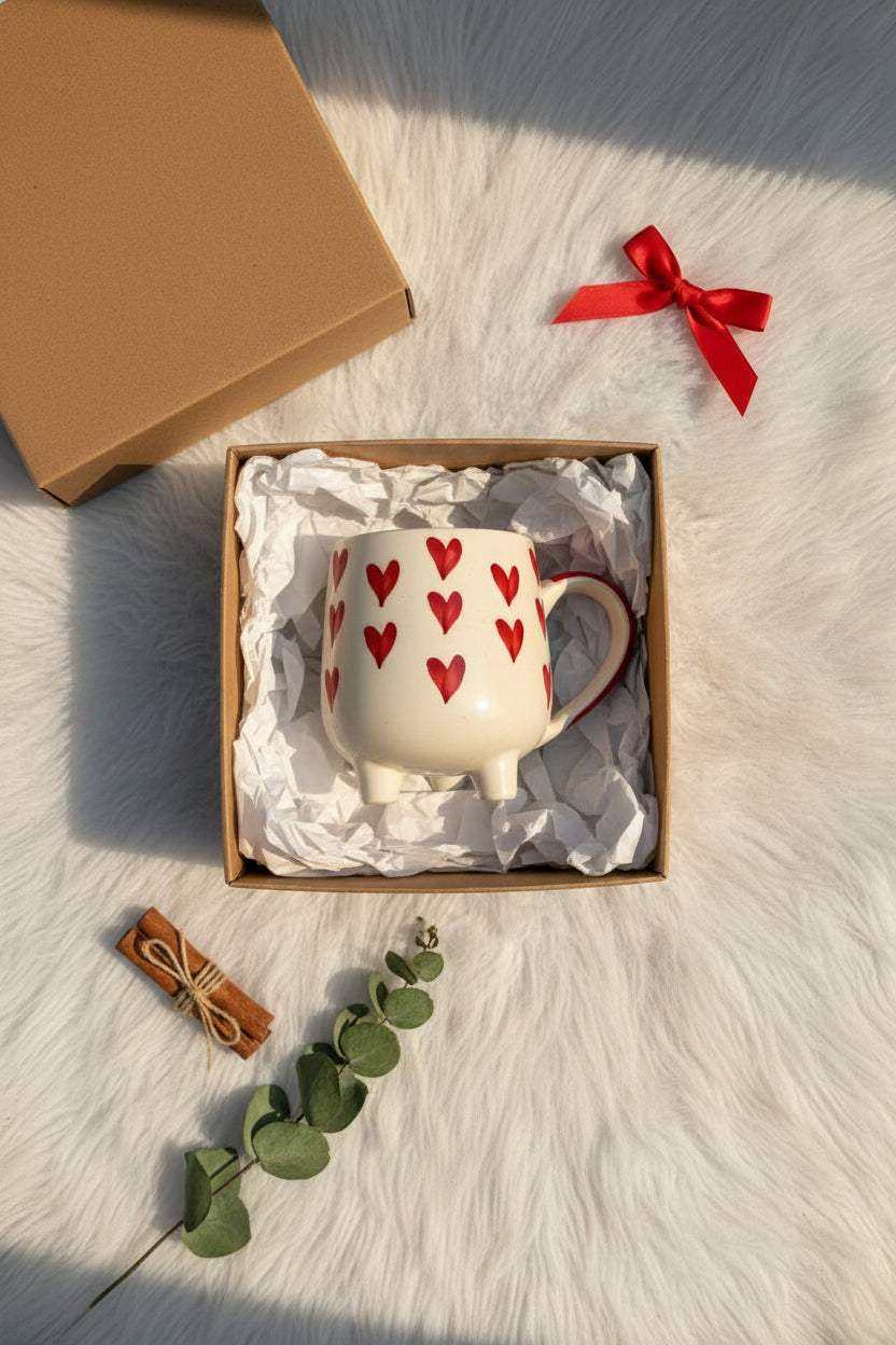 Heart & Leaf Ceramic Mug (Set of 1)