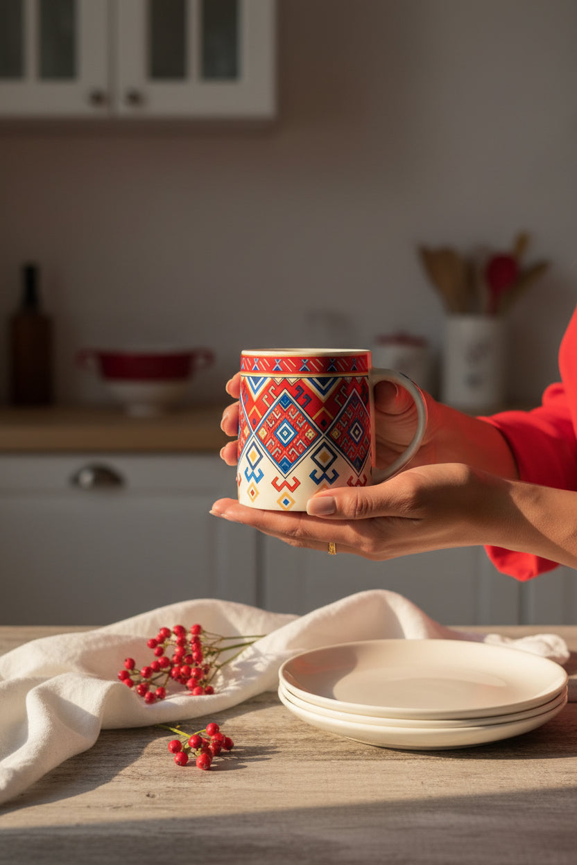 Heritage Carpet & Floral Mugs – 300 mL (Set of 1)