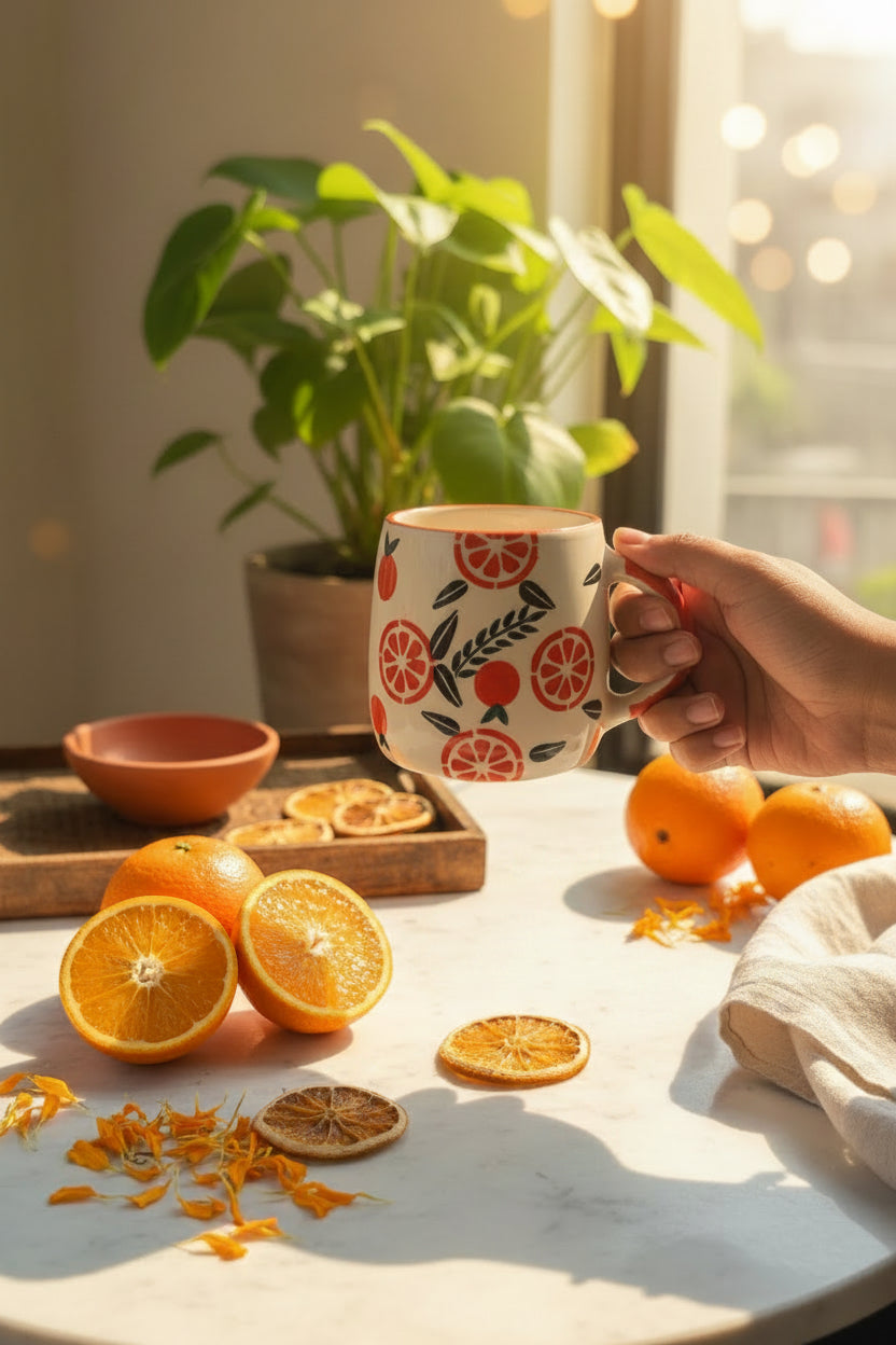 Sunny citrus ceramic mugs