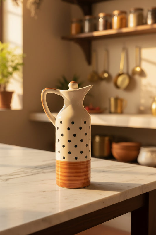 Earthy Charm Handcrafted Ceramic Oil Dispenser – 350 mL