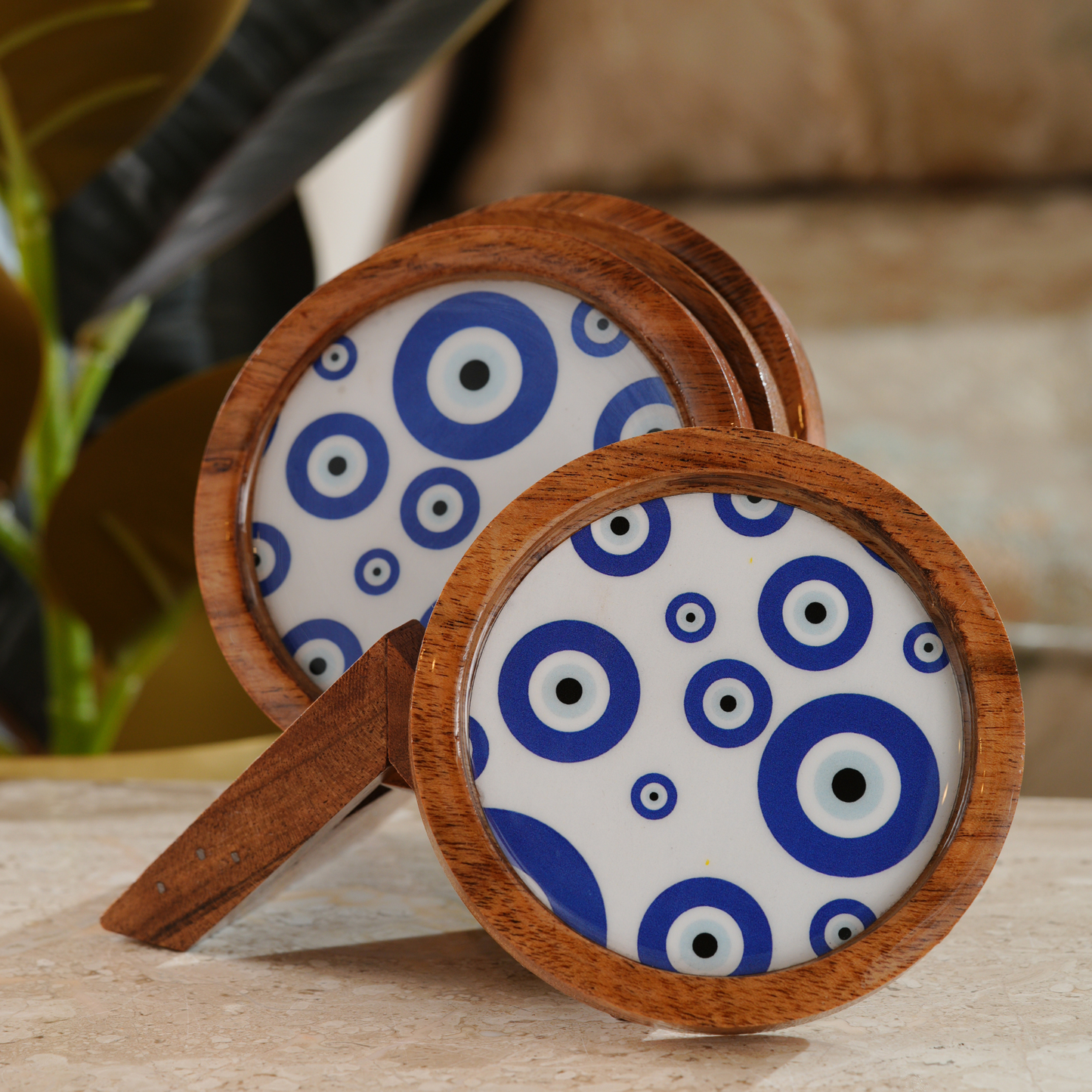My Crockery Shop Wooden Tea Coaster- Set Of 4