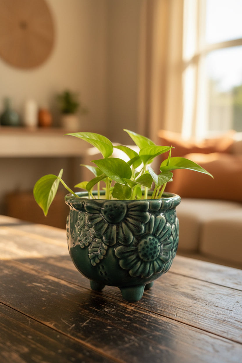 Embossed flower planter