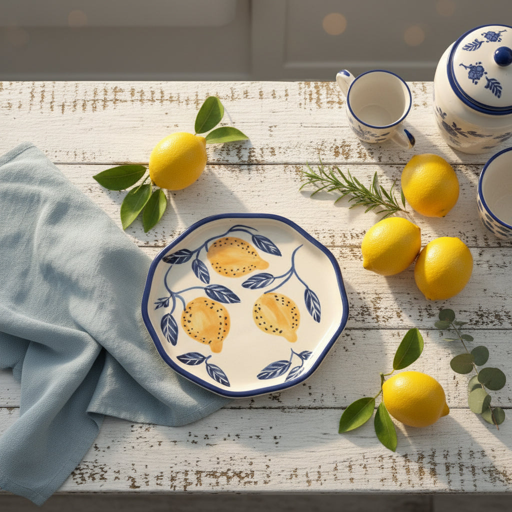 Spiral Ceramic Snack Plate Collection – Handcrafted Lemon & Floral Series
Set of 1 (5 inch diameter )