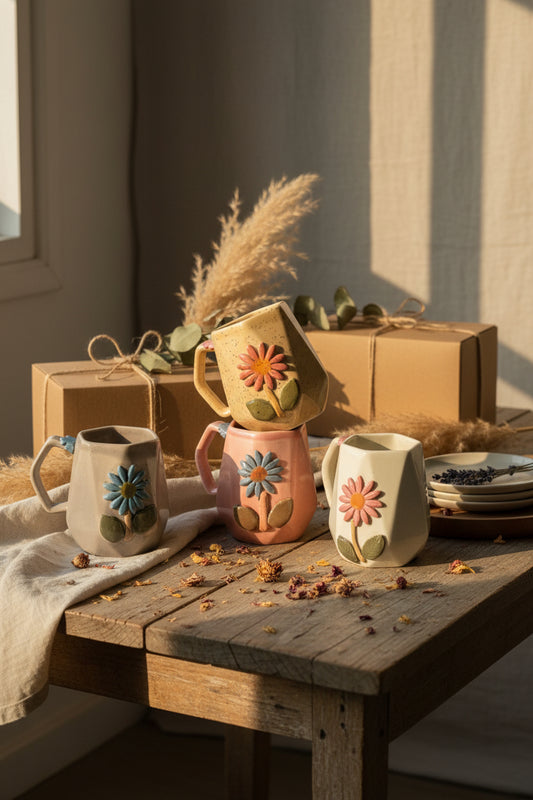 🌸 Bloom Embossed Ceramic Mug Collection ( Set of 1)