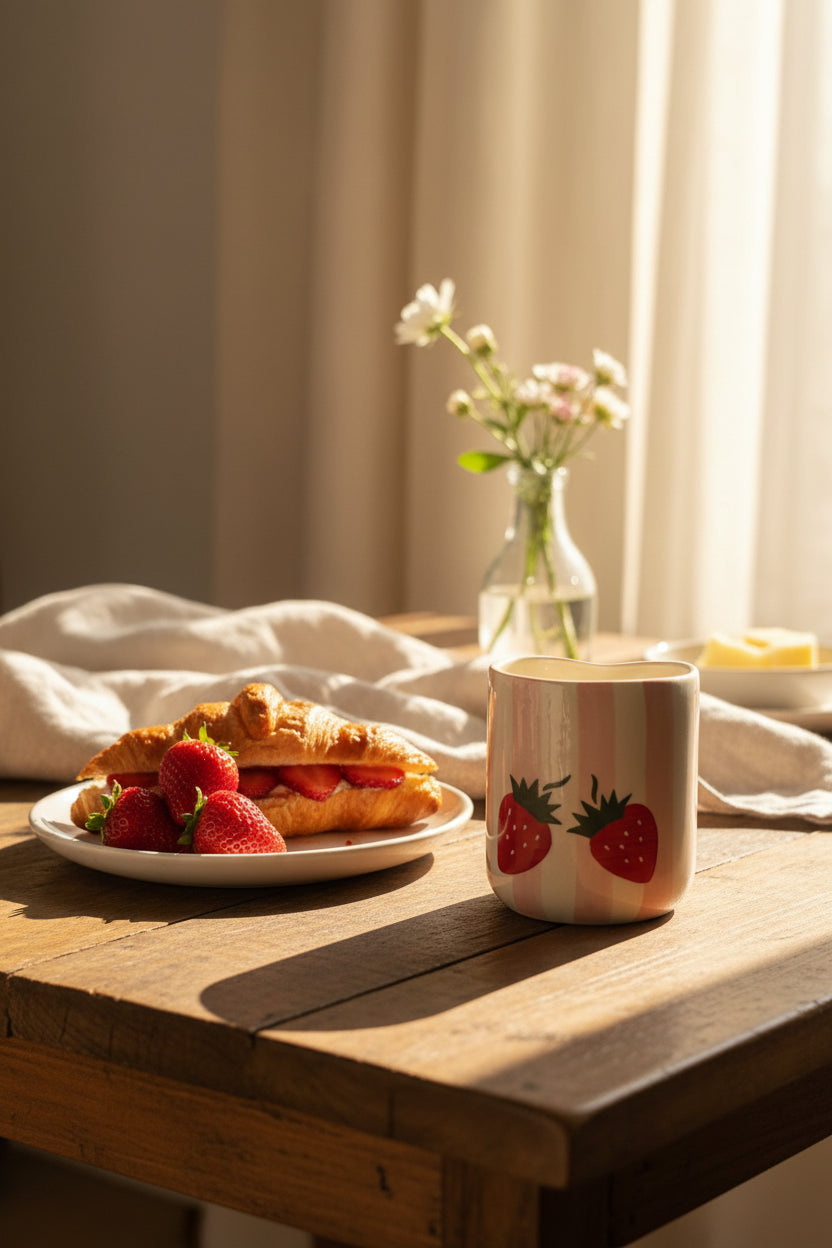 Strawberry Bliss Ceramic sipper with straw