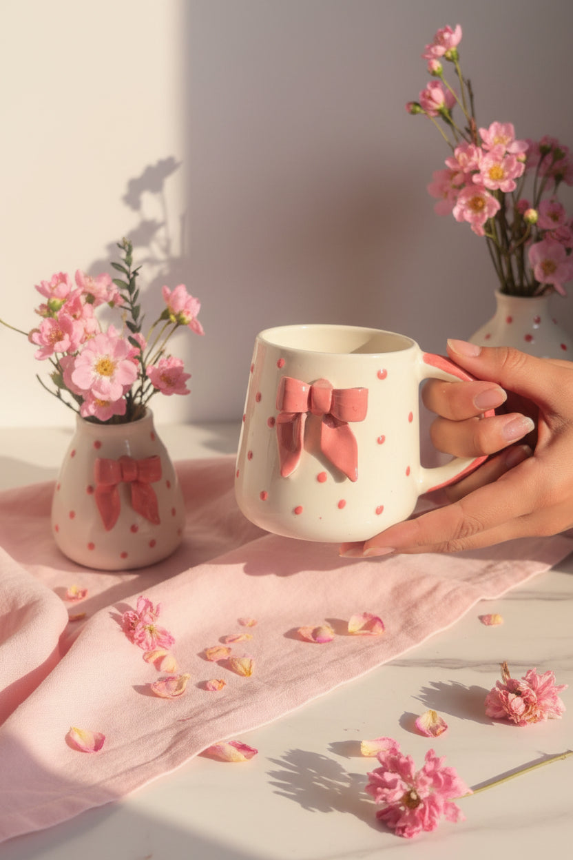 🎀 Bow Bloom Mugs ( Set of 1 )