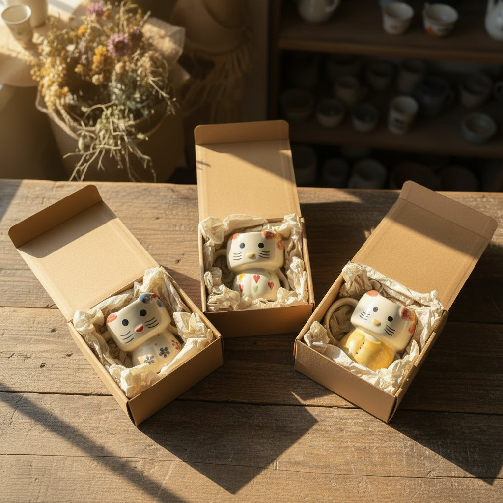 Handcrafted Kitten Stoneware Mug | 350 ml | Available in 3 Adorable Designs / Single pc