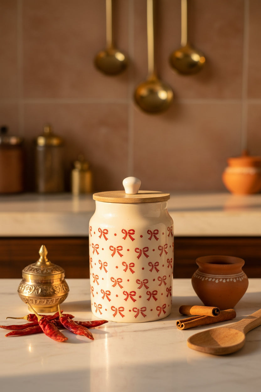 🎀Bow Charm Airtight ceramic Jar -950 mL