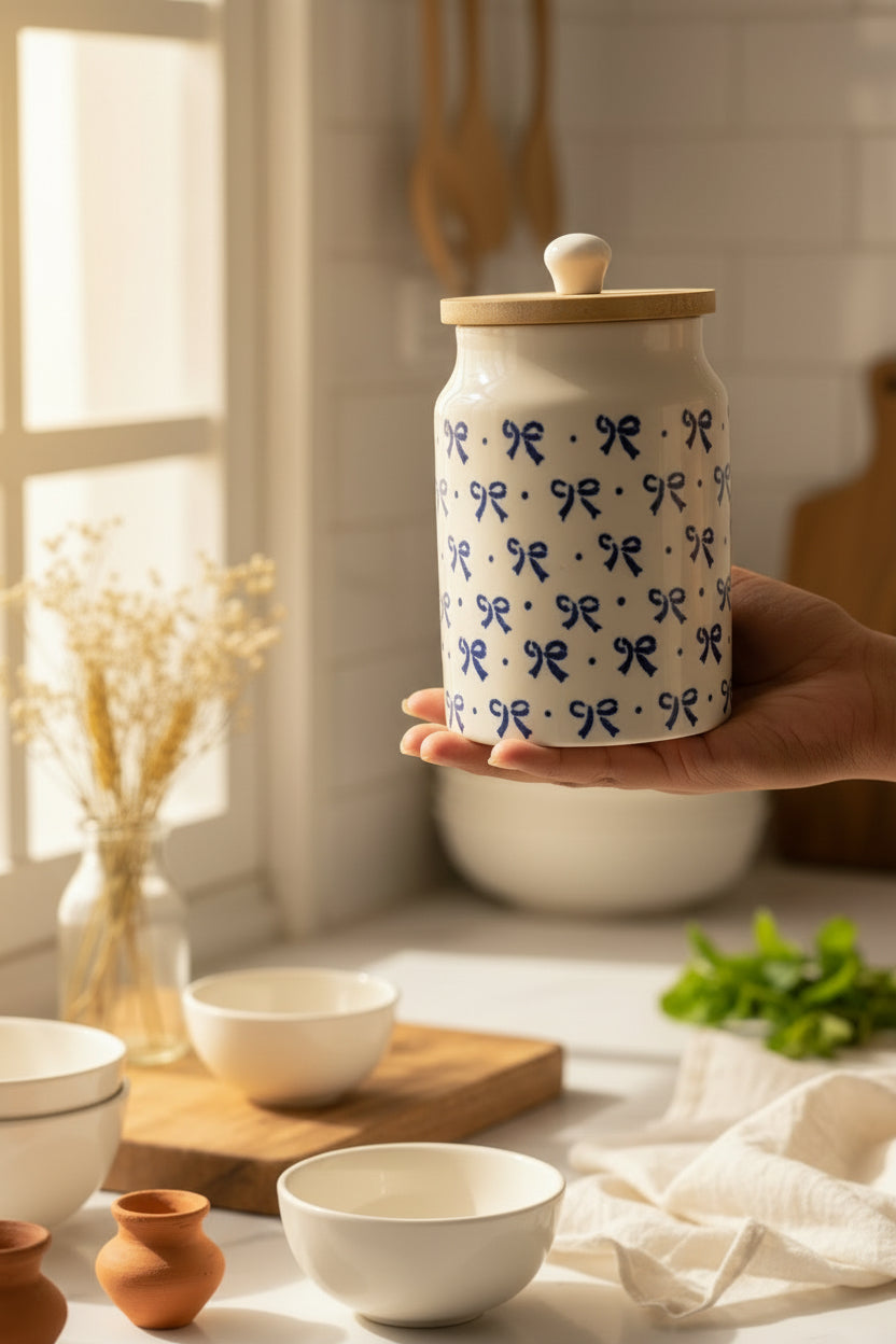 🎀Bow Charm Airtight ceramic Jar -950 mL