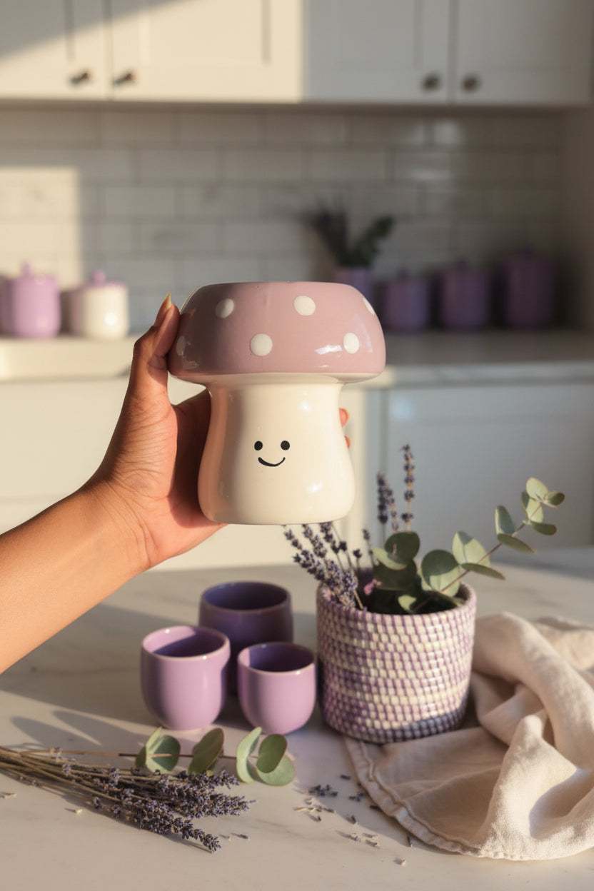 Happy Shroom Ceramic Planters 🍄🌈( Set of 1 )