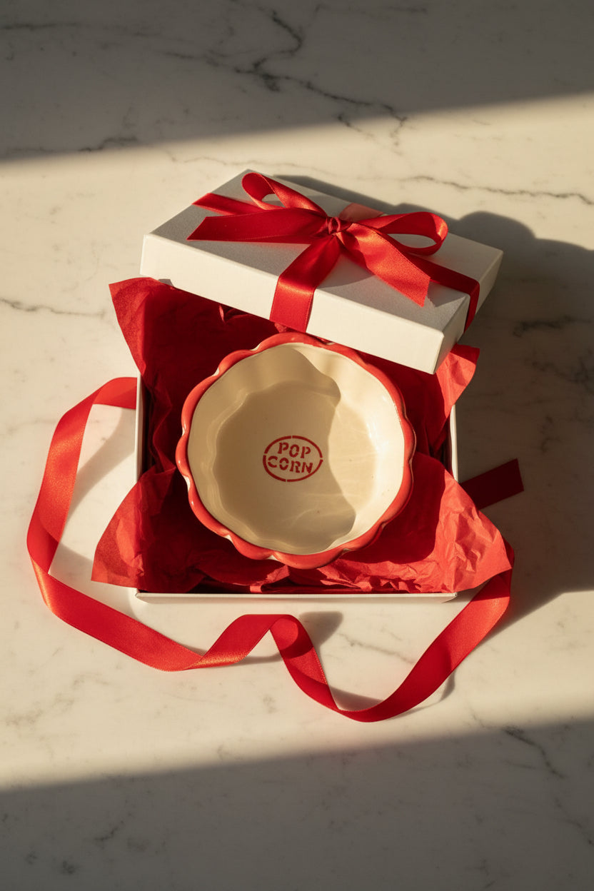 🍿 Popcorn Stripe Ceramic Bowl