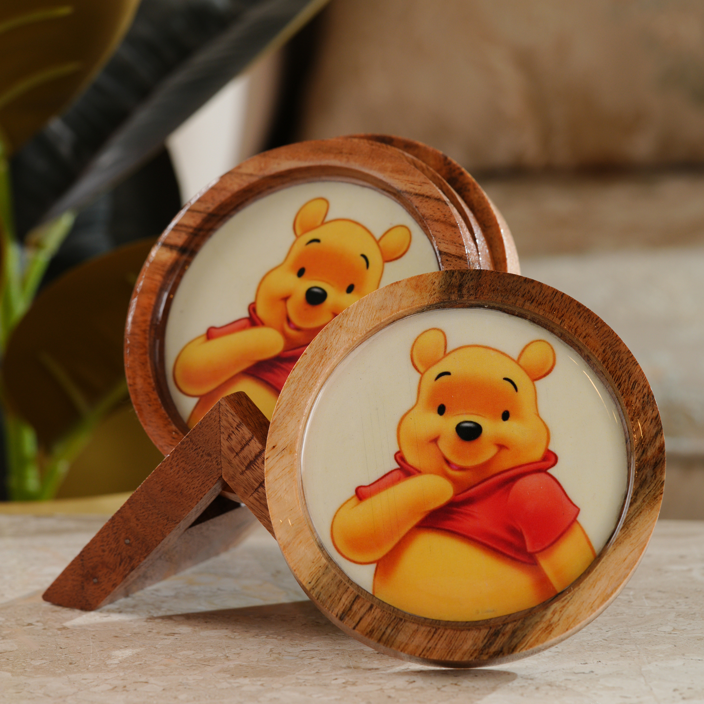 My Crockery Shop Wooden Tea Coaster- Set Of 4
