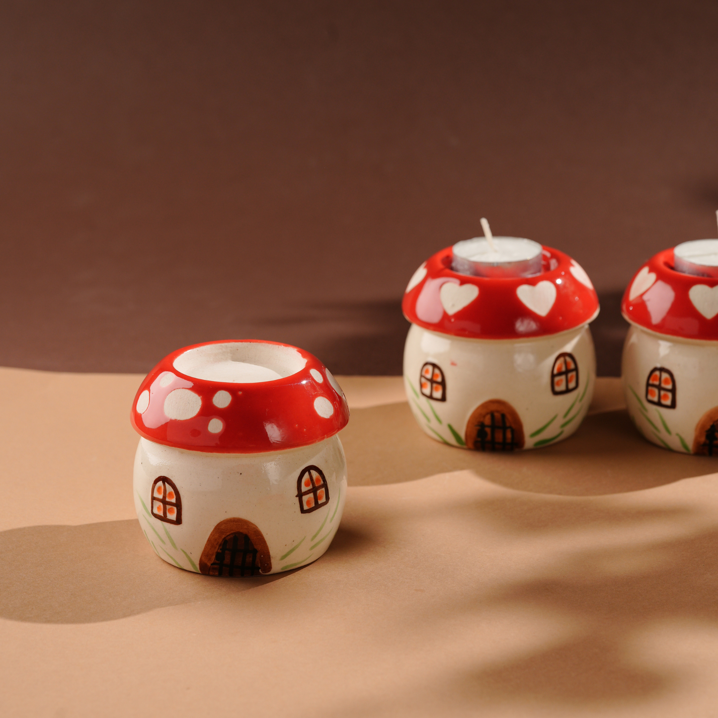 My Crockery Shop Handcrafted Glazed Ceramic Hut Candle Holder