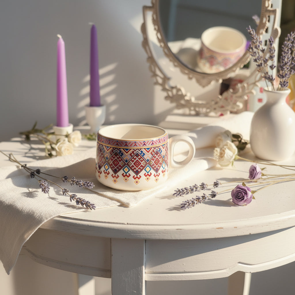 🌸 Multicolour & Floral Tea Cups – Set of 6
