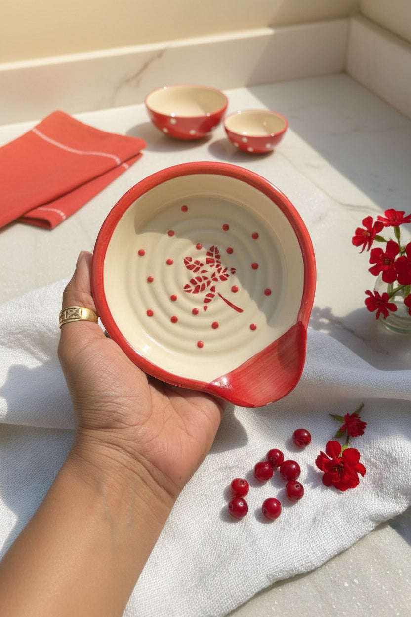 Ceramic Spoon Rest – 4 Hand-Painted Designs (Set of 1)