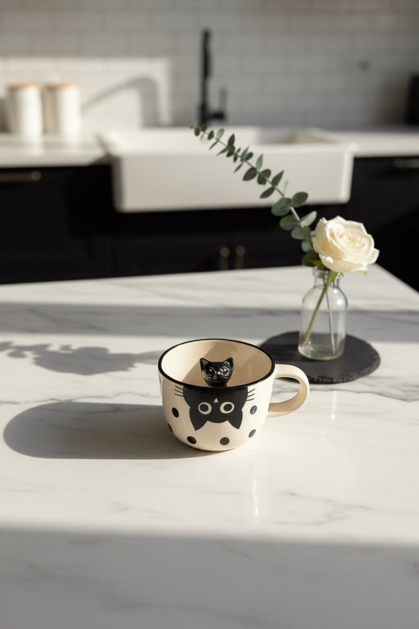Whiskers & Paws Embossed Ceramic Mug Collection (Set of 1)