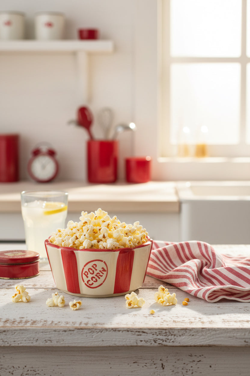 🍿 Popcorn Stripe Ceramic Bowl
