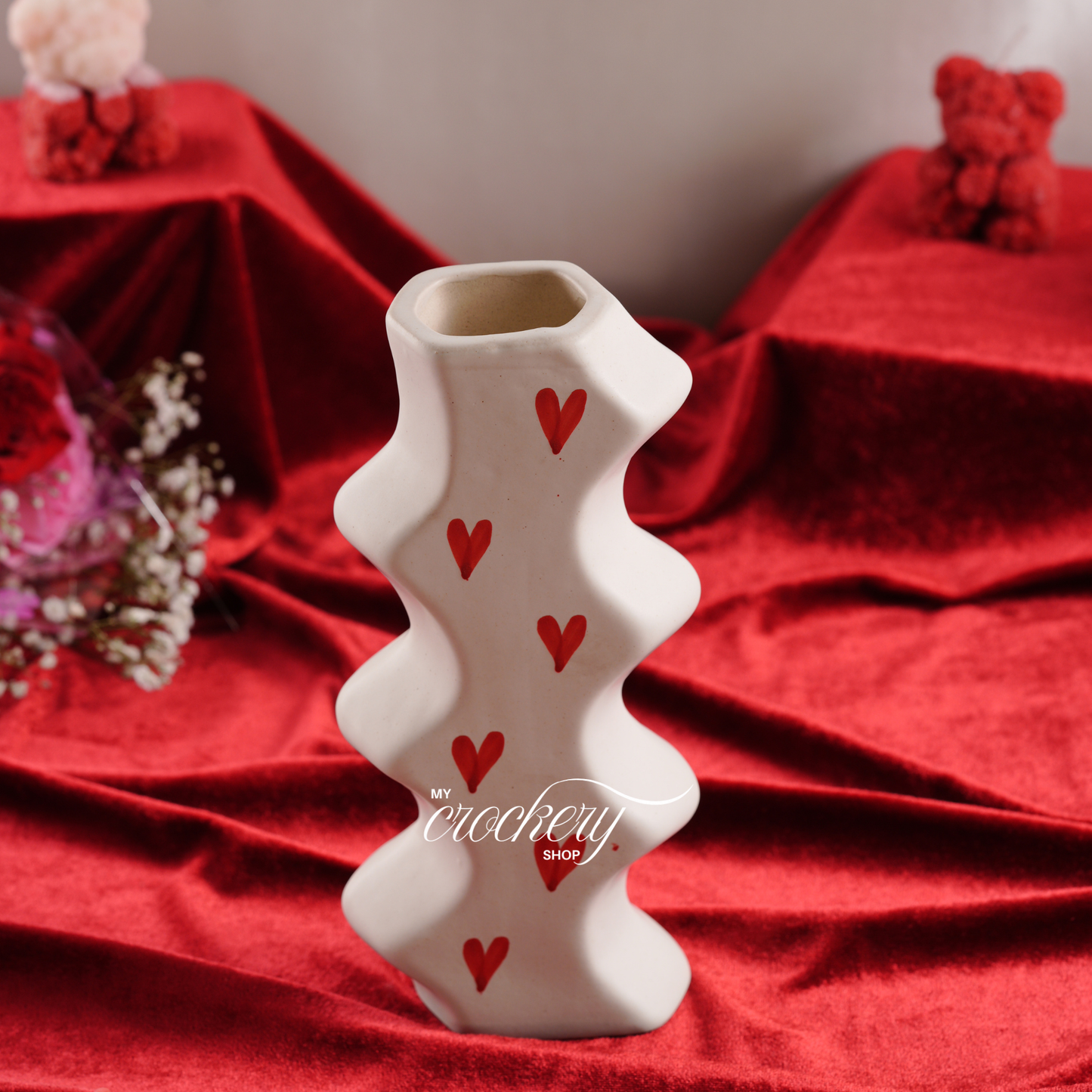 My Crockery Shop Little Hearts Sculptural Ceramic Vase