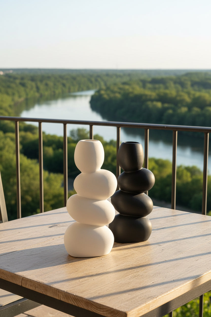 The "Zenith" Stacked Stone Ceramic Vase
