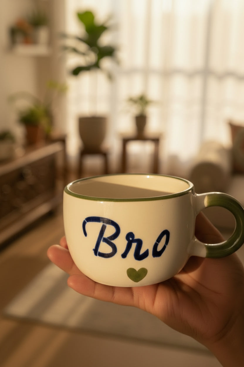Bro & Sis Ceramic Mug & Saucer Set – Raksha Bandhan Gift Set | 220 mL | Microwave Safe