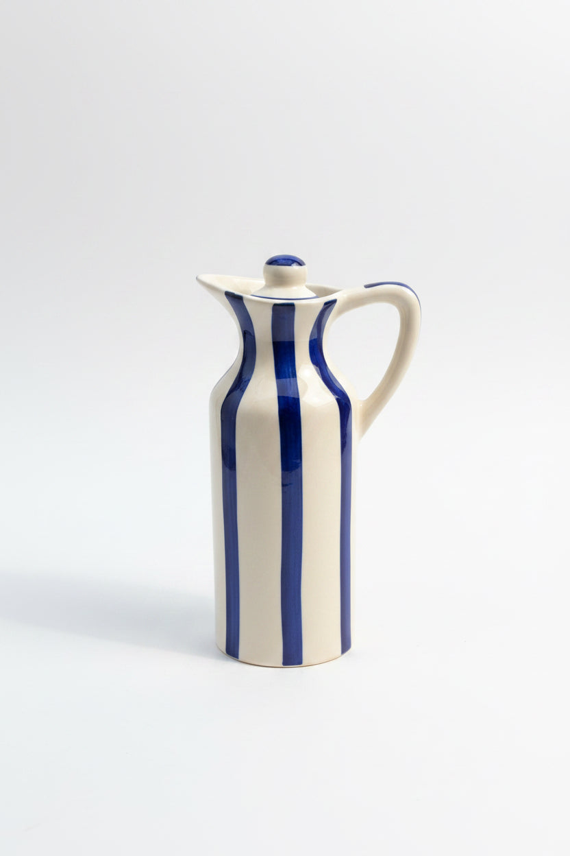 Blue Bloom Handcrafted Ceramic Oil Dispenser – 350 mL