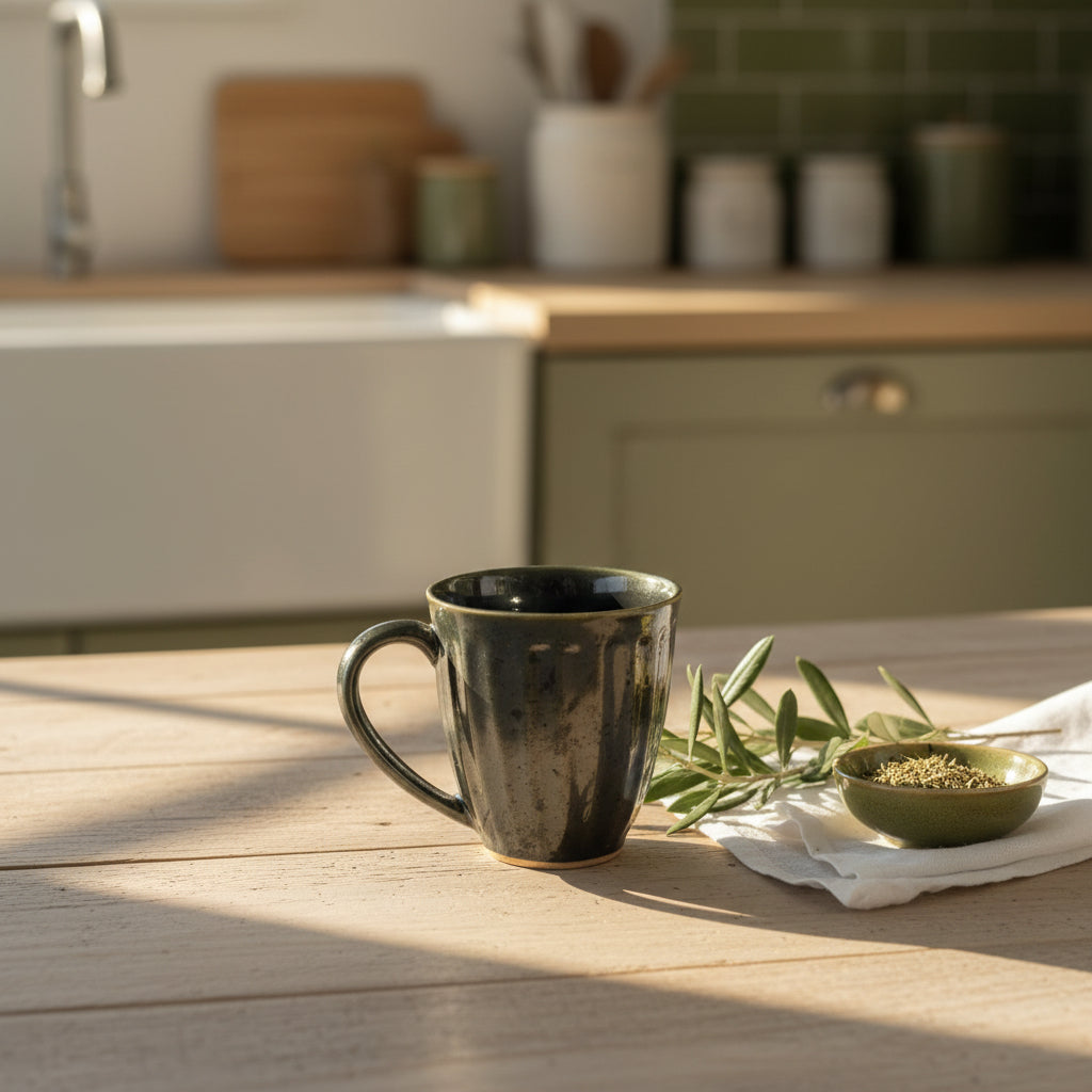 Blush & Olive Ceramic Mugs (Set of 1)