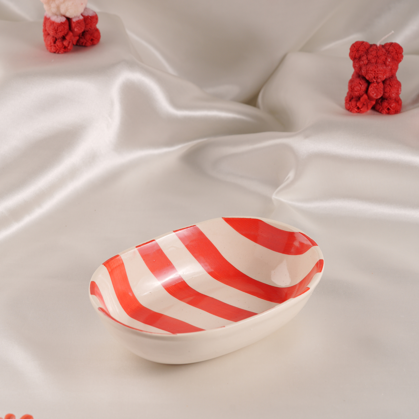 My Crockery Shop Stripe Oval Ceramic Snack Dish