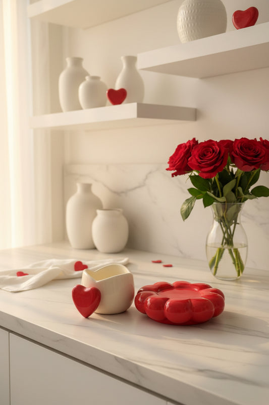 Bloom Heart Mug & Flower Saucer Set ( Set of 1)