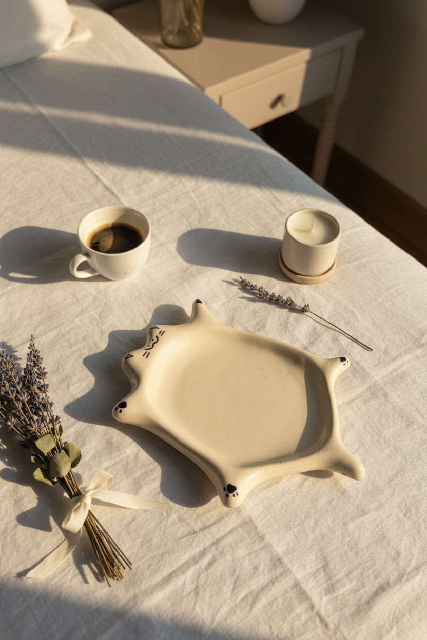 🐱 Whiskers Snack Plate | Handcrafted Cat-Shaped Ceramic Plate