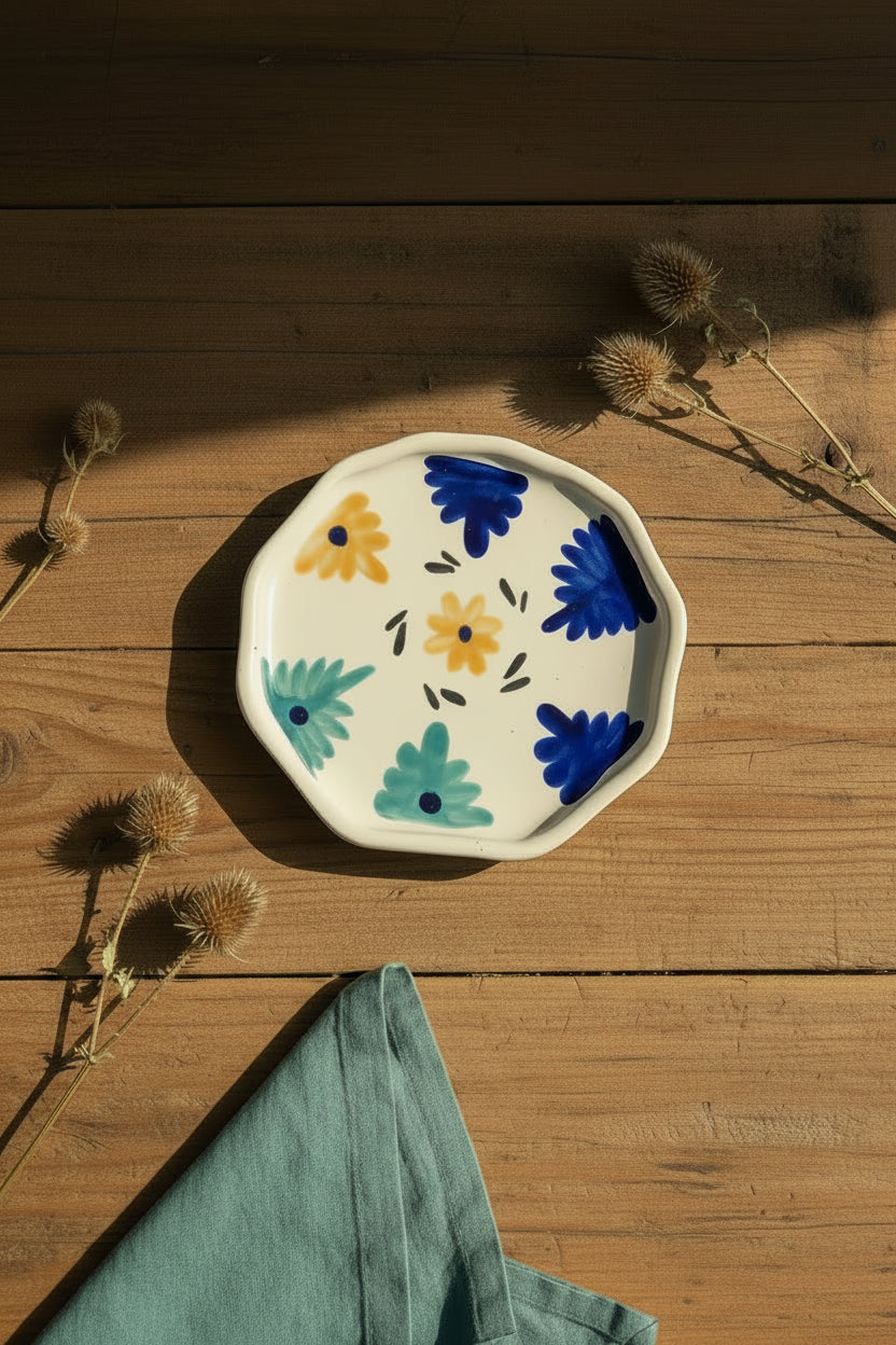 Spiral Ceramic Snack Plate Collection – Handcrafted Lemon & Floral Series
Set of 1 (5 inch diameter )