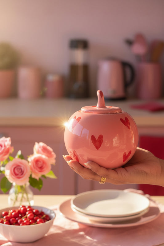 Heartful pumpkin ceramic jar ( Set of 1)