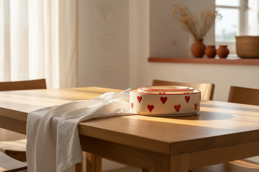 Heart Harmony Ceramic Bowl Set of 3 – Handpainted Collection