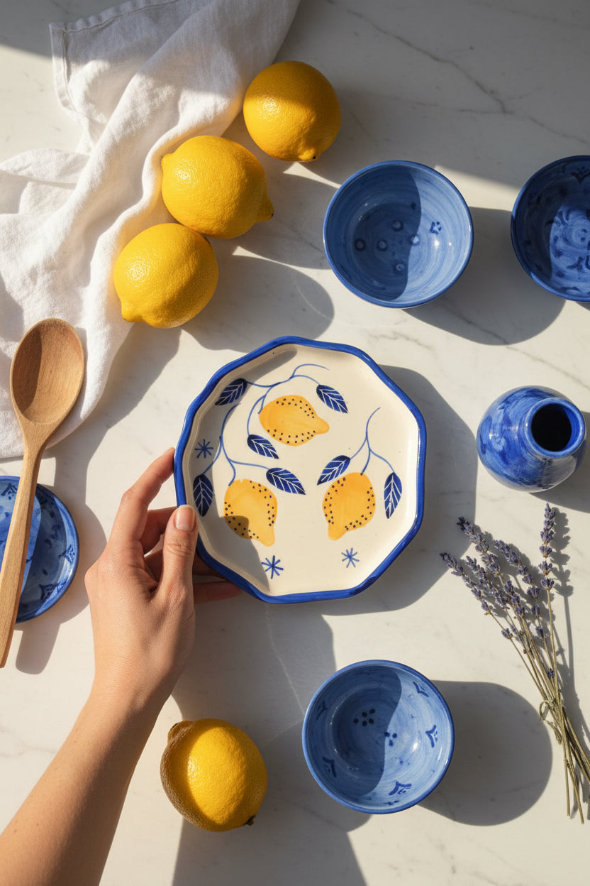 Handcrafted Ceramic Snack Plate – 7 Inch (Available in 2 Designs)

Set of 1
