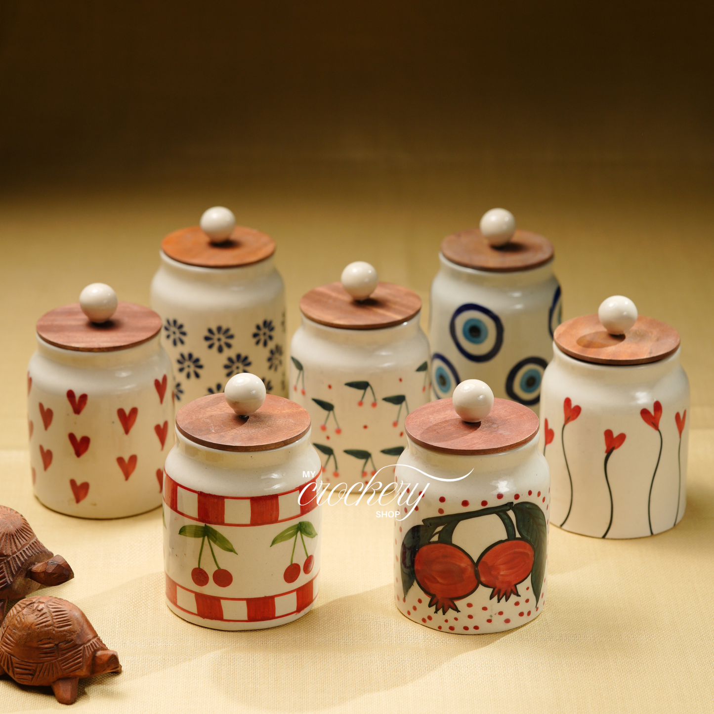 My Crockery Store Ceramic Storage Jar with Wooden Lid
