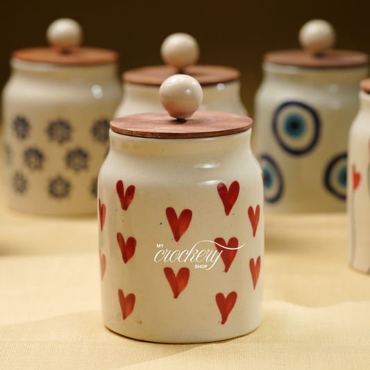 My Crockery Store Ceramic Storage Jar with Wooden Lid