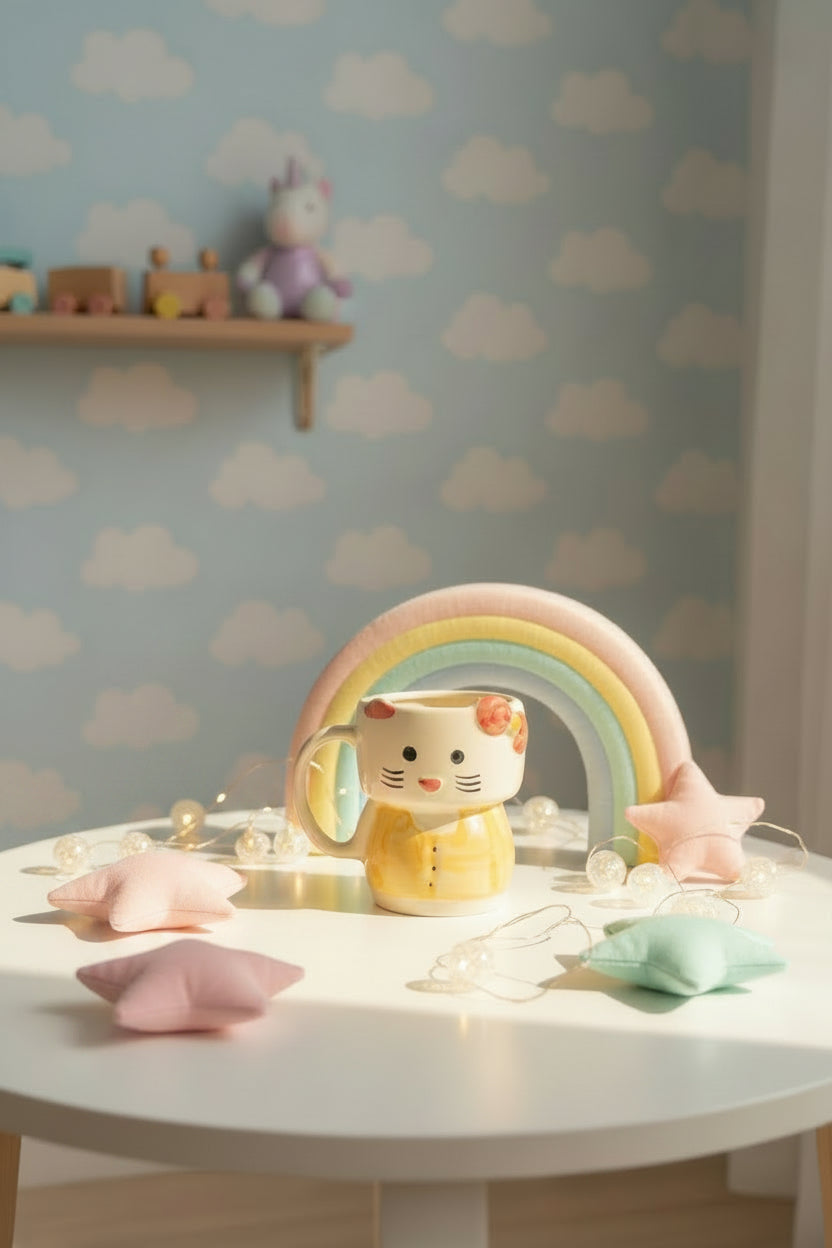 Handcrafted Kitten Stoneware Mug | 350 ml | Available in 3 Adorable Designs / Single pc