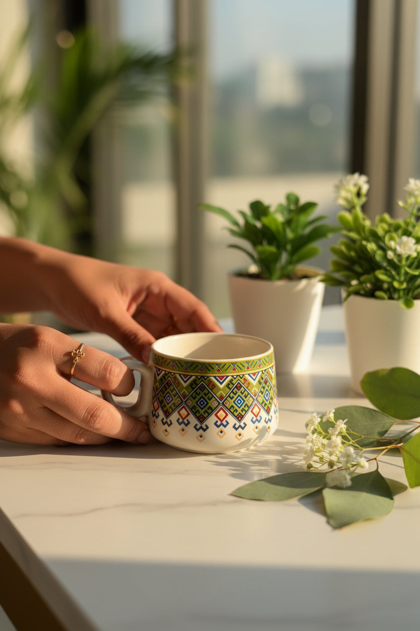 🌸 Multicolour & Floral Tea Cups – Set of 6