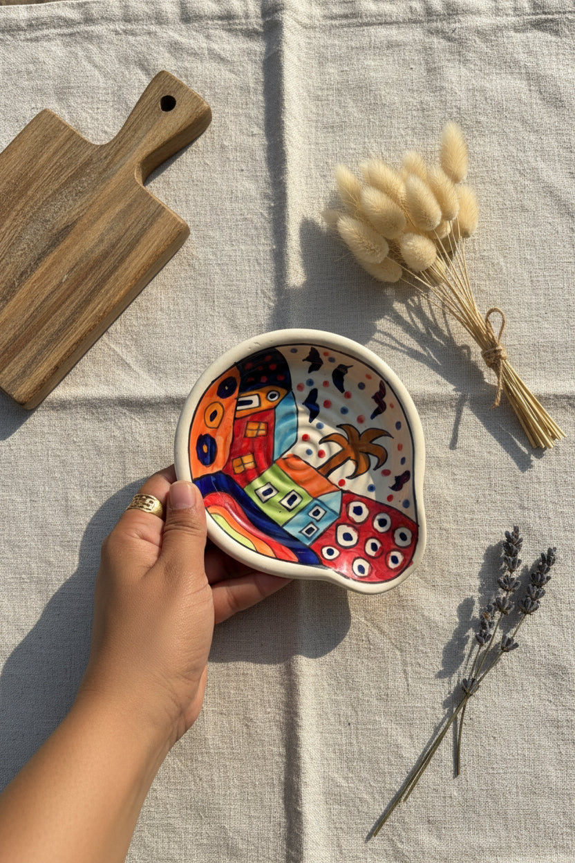 Ceramic Spoon Rest – 4 Hand-Painted Designs (Set of 1)