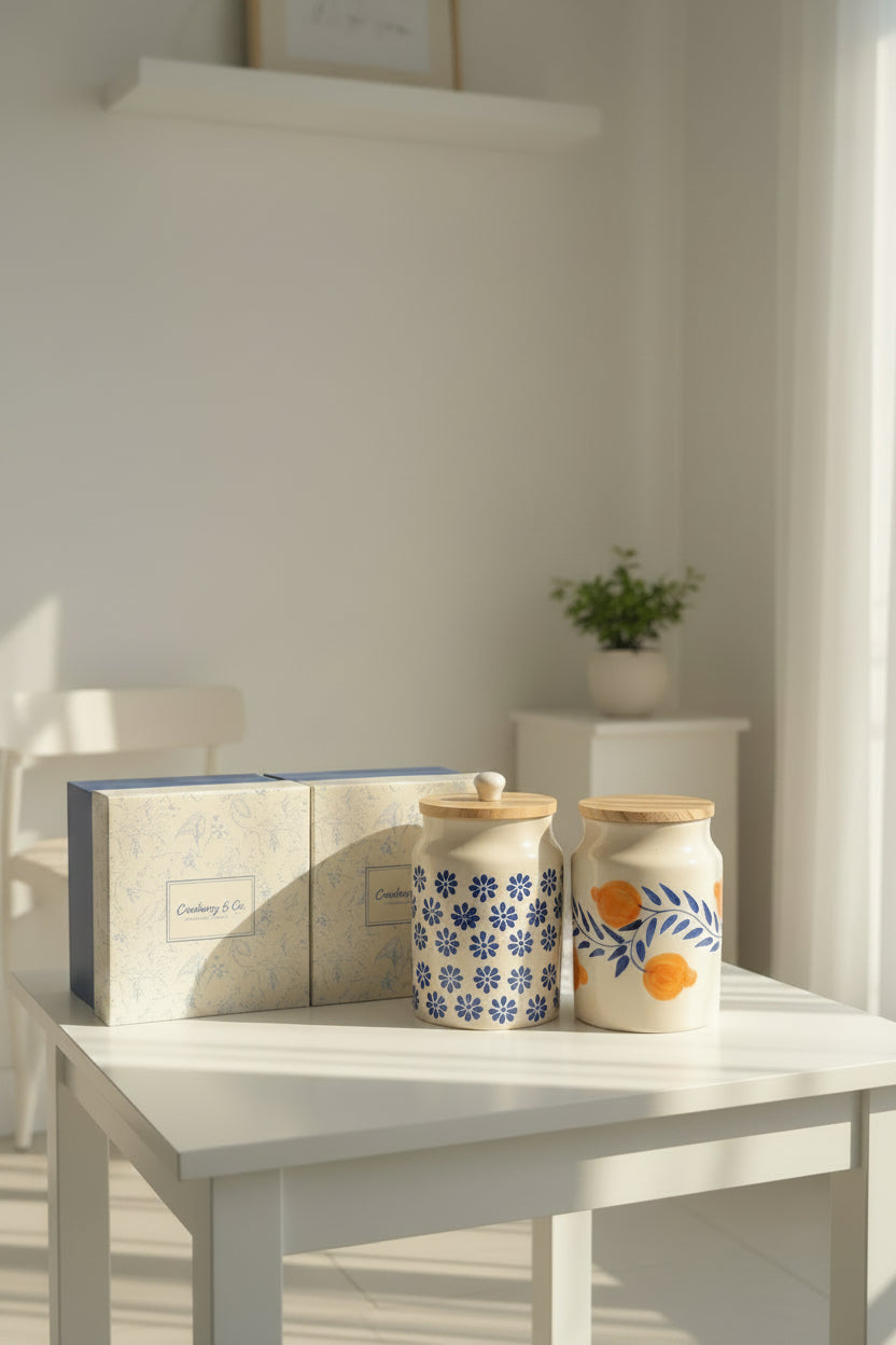 Blue blossom & Citrus Grove Airtight jars