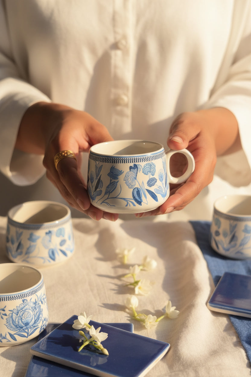 🌸 Multicolour & Floral Tea Cups – Set of 6