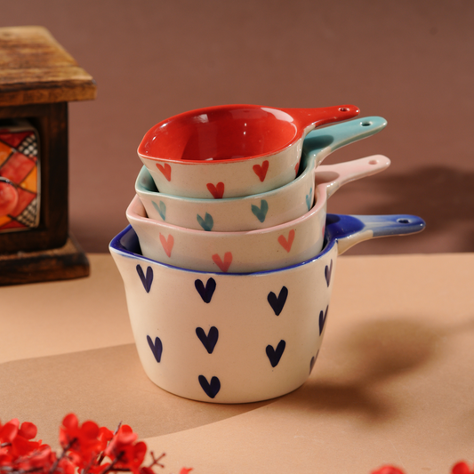 My Crockery Shop Measure with Love Ceramic Measuring Cups- Set of 4