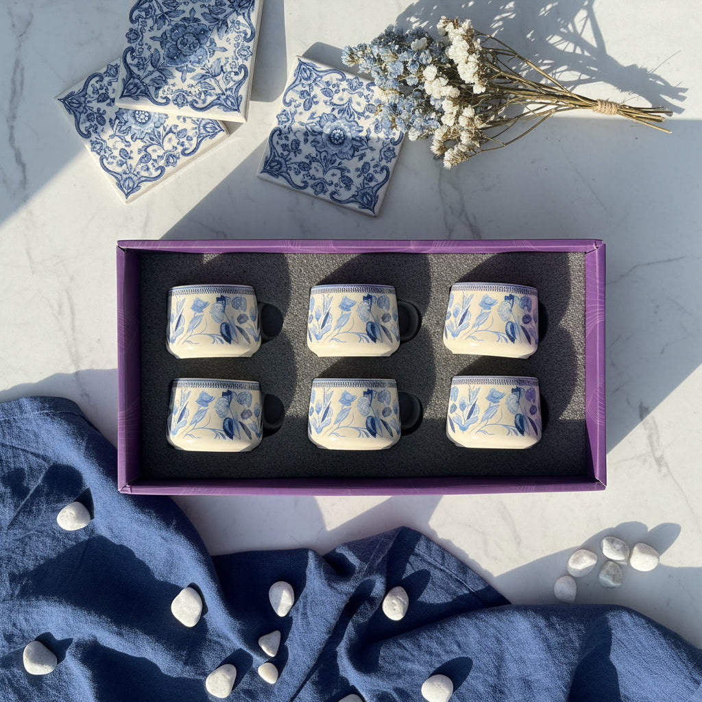 🌸 Multicolour & Floral Tea Cups – Set of 6