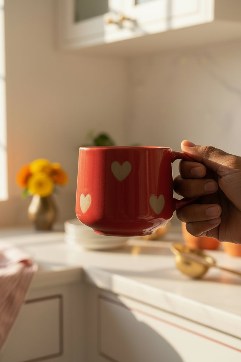 Scarlet heart ceramic mug