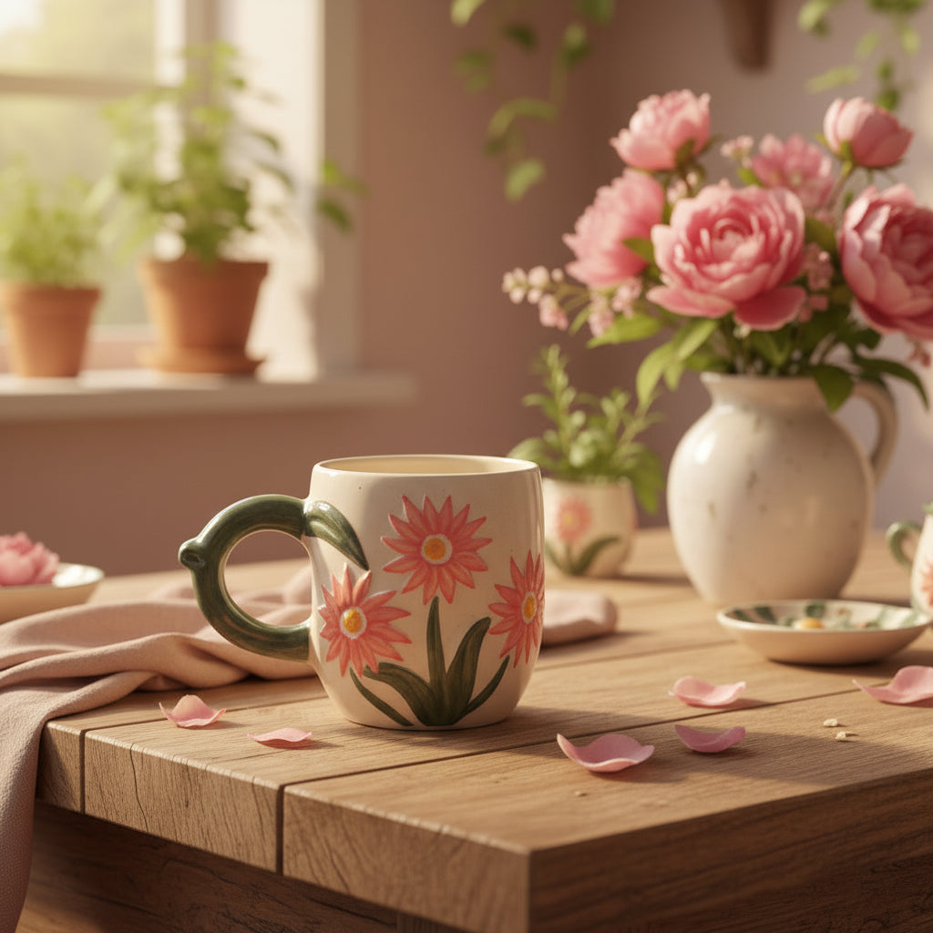 Blush Blossom Ceramic Mug ( Set of 1)