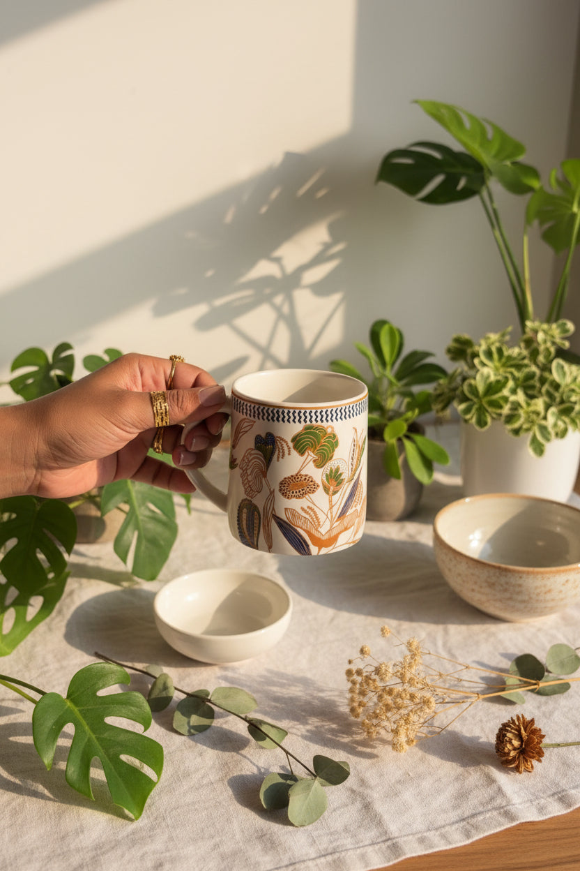 Heritage Carpet & Floral Mugs – 300 mL (Set of 1)