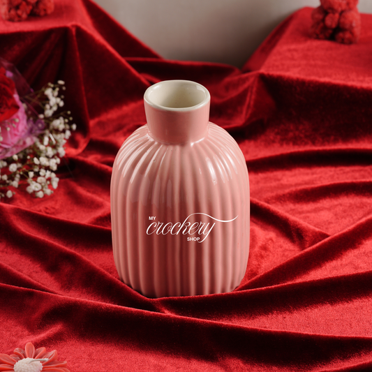 My Crockery Shop Minimal Ribbed Ceramic Flower Vase